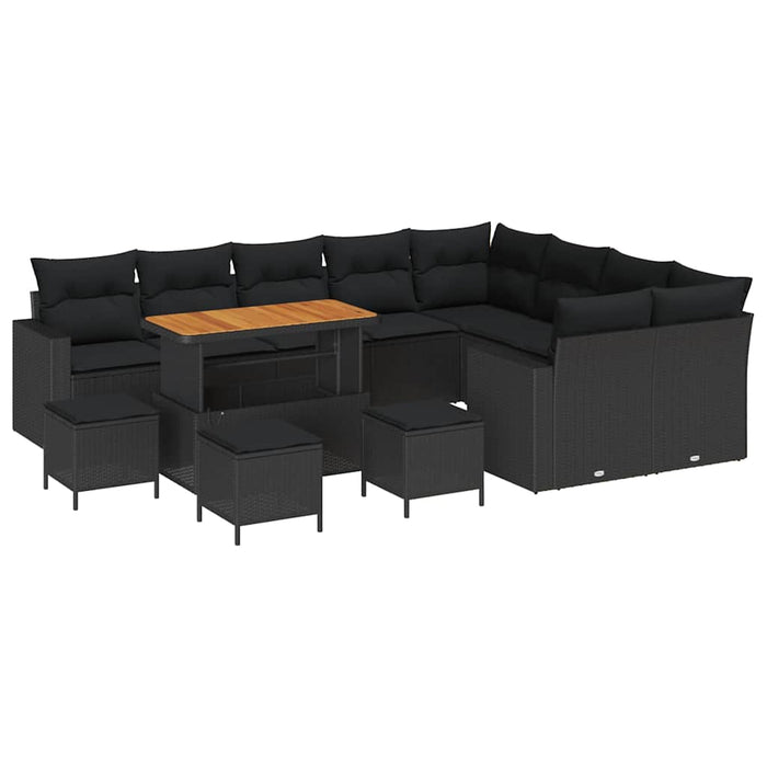 Set de canapele pentru grădină 13 pcs Negru poliratan - WALTI WALTI