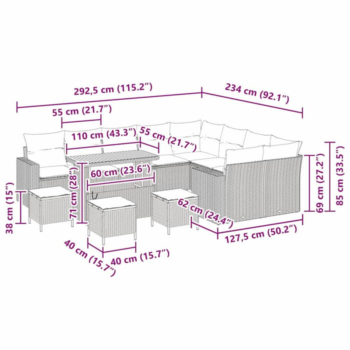 Set de canapele pentru grădină 13 pcs Bej poliratan - WALTI WALTI