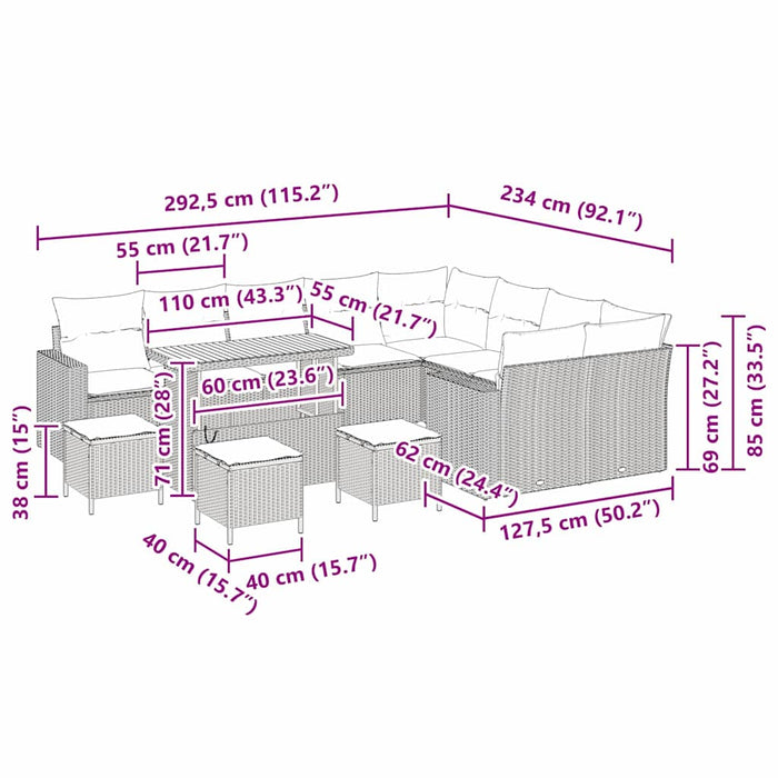 Set de canapele pentru grădină 13 pcs Gri poliratan - WALTI WALTI