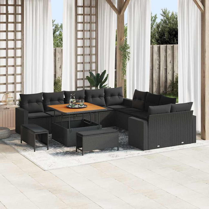 Set de canapele pentru grădină 13 pcs Negru poliratan - WALTI WALTI