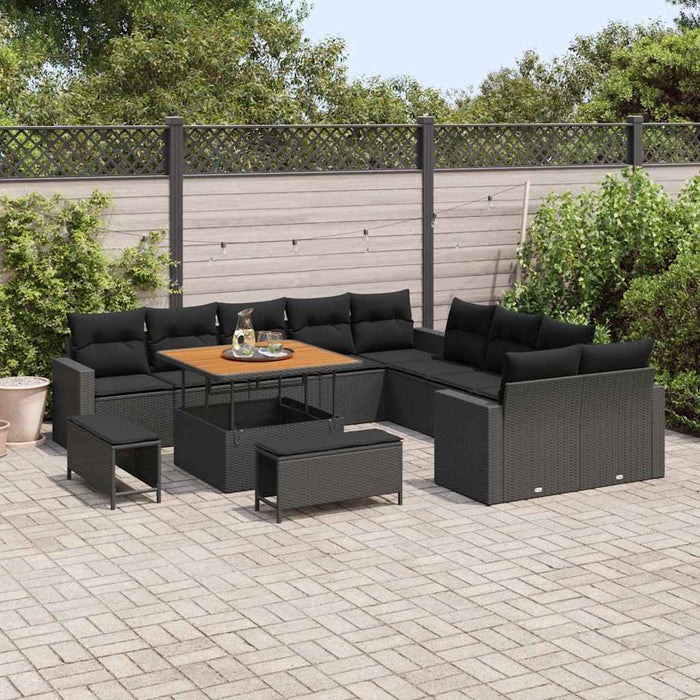 Set de canapele pentru grădină 13 pcs Negru poliratan - WALTI WALTI