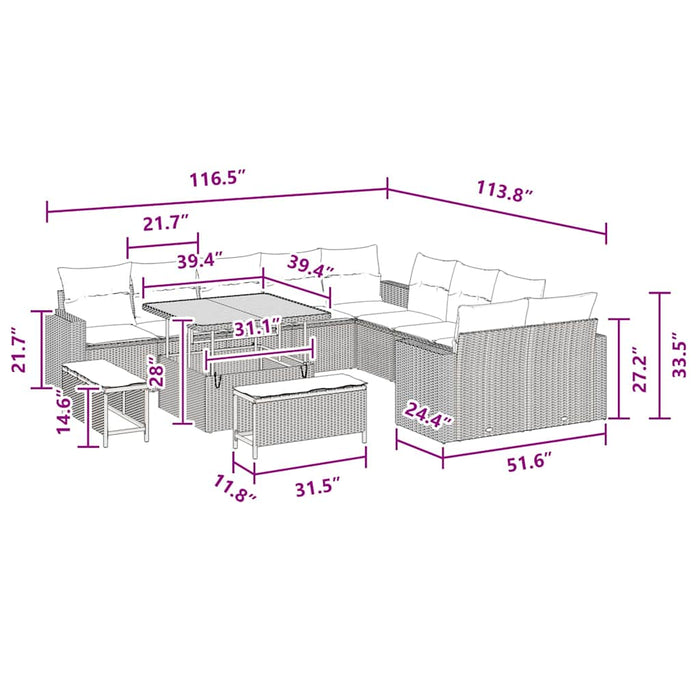 Set de canapele pentru grădină 13 pcs Negru poliratan - WALTI WALTI