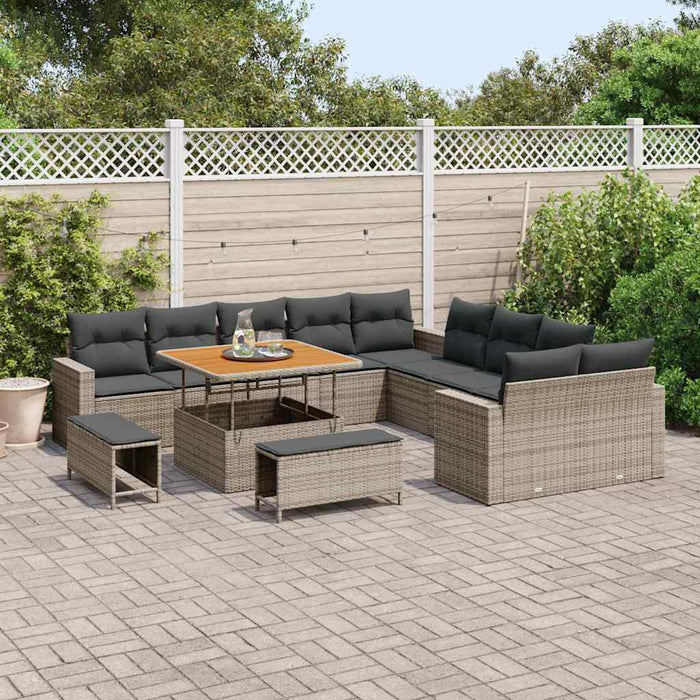 Set de canapele pentru grădină 13 pcs Gri poliratan - WALTI WALTI