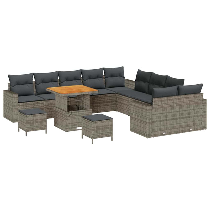Set de canapele pentru grădină cu pernă 13 pcs Gri poliratan - WALTI WALTI
