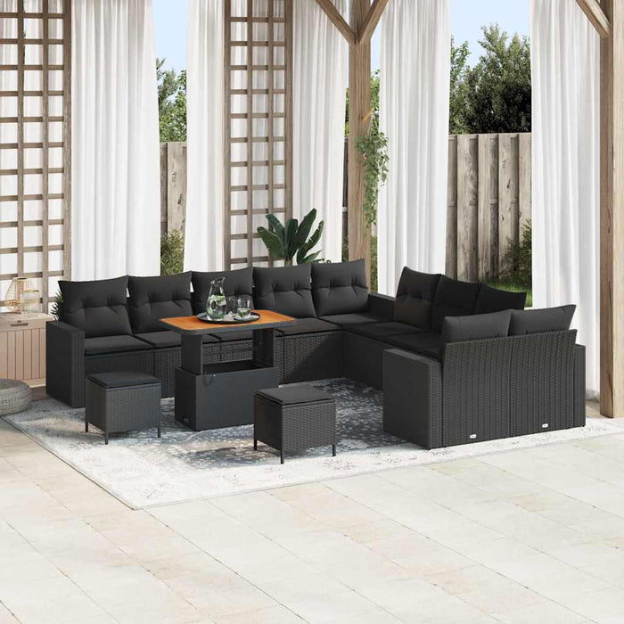 Set de canapele pentru grădină 13 pcs Negru poliratan - WALTI WALTI