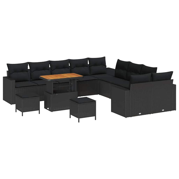 Set de canapele pentru grădină 13 pcs Negru poliratan - WALTI WALTI