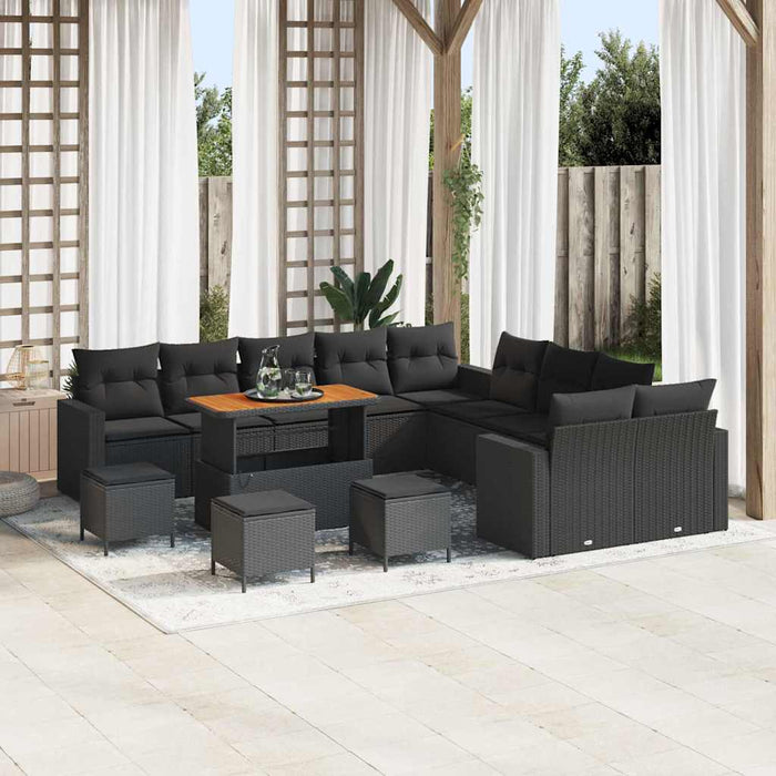 Set de canapele pentru grădină 14 pcs Negru poliratan - WALTI WALTI
