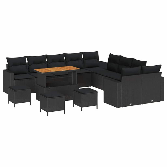 Set de canapele pentru grădină 14 pcs Negru poliratan - WALTI WALTI