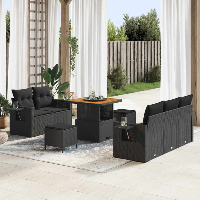 Set de canapele pentru grădină 8 pcs Negru poliratan - WALTI WALTI