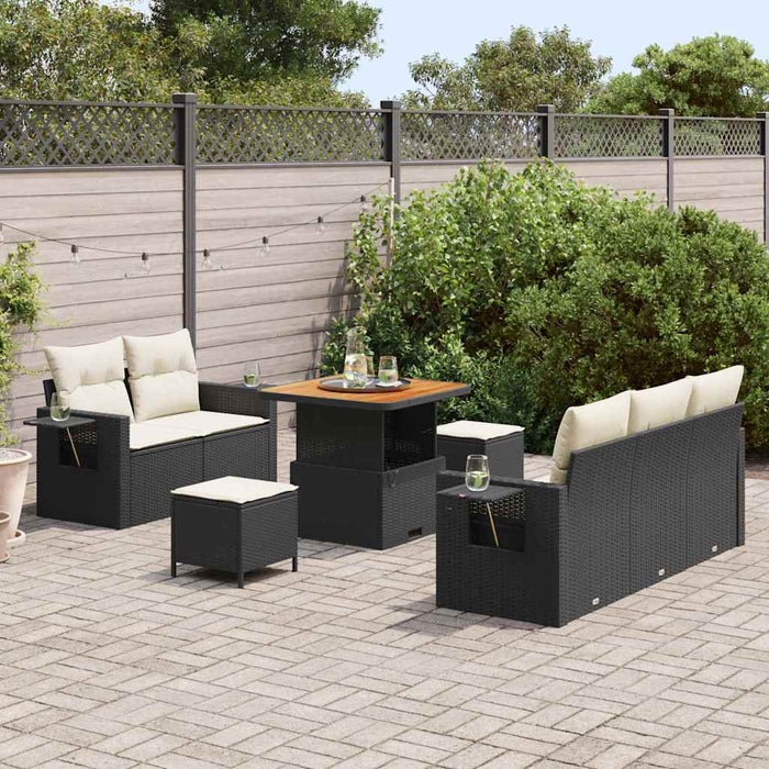Set de canapele pentru grădină 8 pcs Negru poliratan - WALTI WALTI