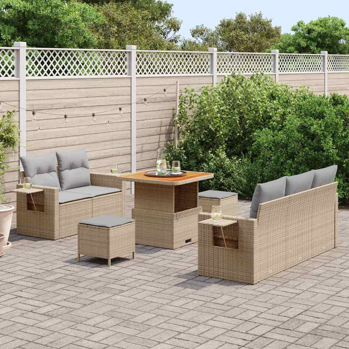 Set de canapele pentru grădină cu pernă 8 pcs Bej poliratan WALTI