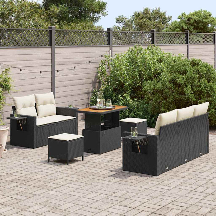 Set de canapele pentru grădină 8 pcs Negru poliratan - WALTI WALTI