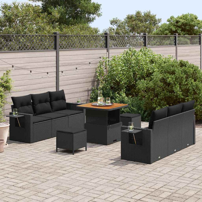 Set de canapele pentru grădină 9 pcs Negru poliratan - WALTI WALTI