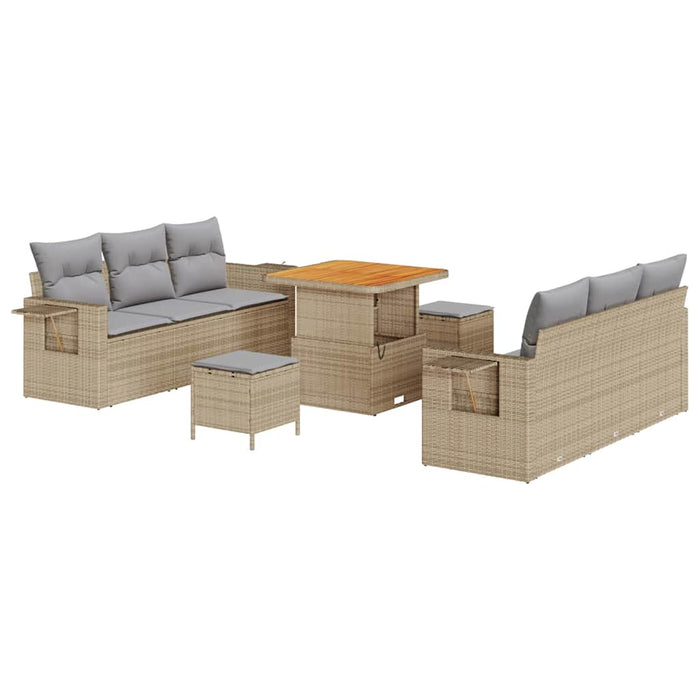 Set de canapele pentru grădină cu pernă 9 pcs Bej poliratan WALTI