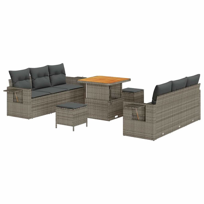 Set de canapele pentru grădină cu pernă 9 pcs Gri poliratan - WALTI WALTI