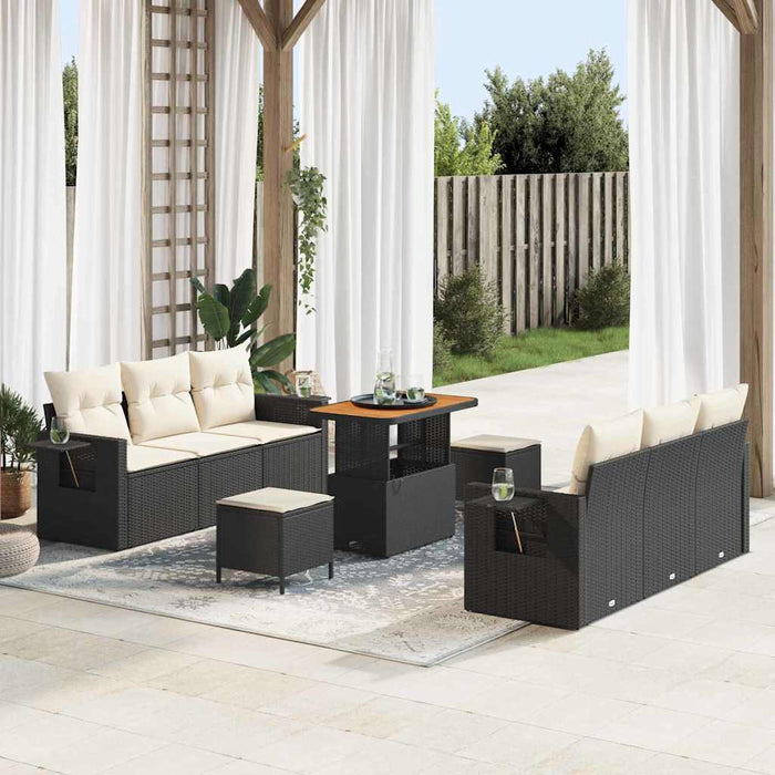 Set de canapele pentru grădină 9 pcs Negru poliratan - WALTI WALTI