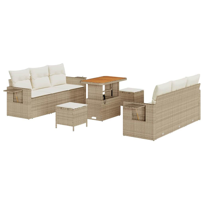 Set de canapele pentru grădină cu pernă 9 pcs Bej poliratan WALTI