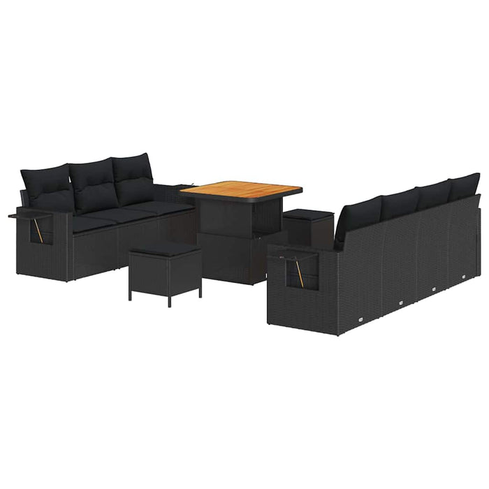 Set de canapele pentru grădină 10 pcs Negru poliratan - WALTI WALTI