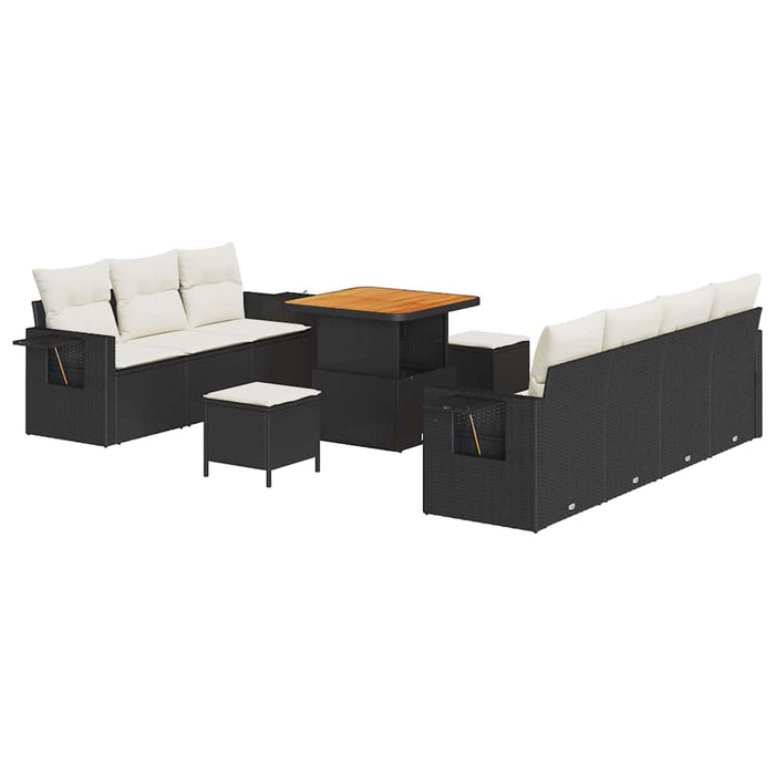 Set de canapele pentru grădină 10 pcs Negru poliratan - WALTI WALTI