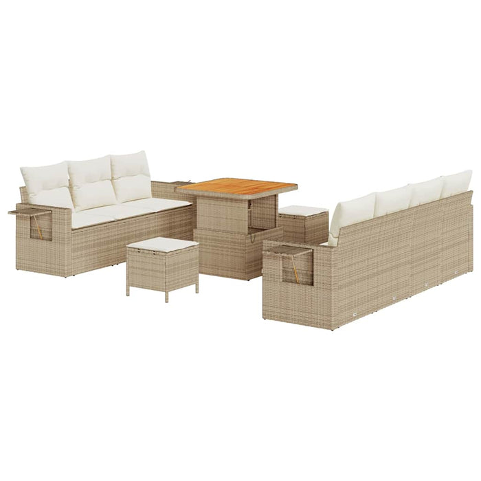 Set de canapele pentru grădină cu pernă 10 pcs Bej poliratan - WALTI WALTI