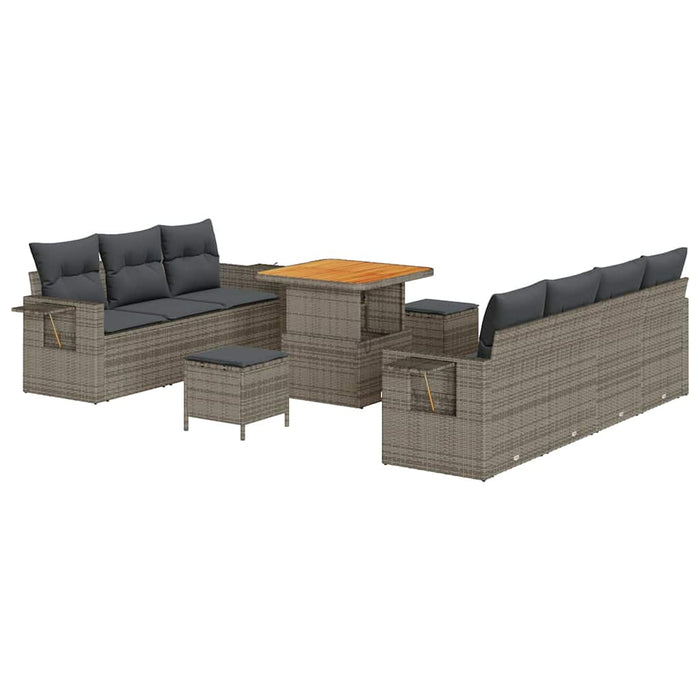 Set de canapele pentru grădină cu pernă 10 pcs Gri poliratan - WALTI WALTI