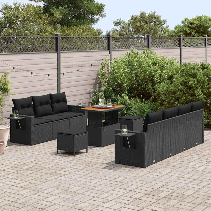 Set de canapele pentru grădină 10 pcs Negru poliratan - WALTI WALTI
