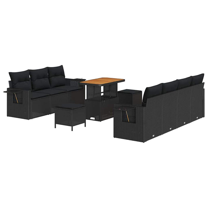 Set de canapele pentru grădină 10 pcs Negru poliratan - WALTI WALTI