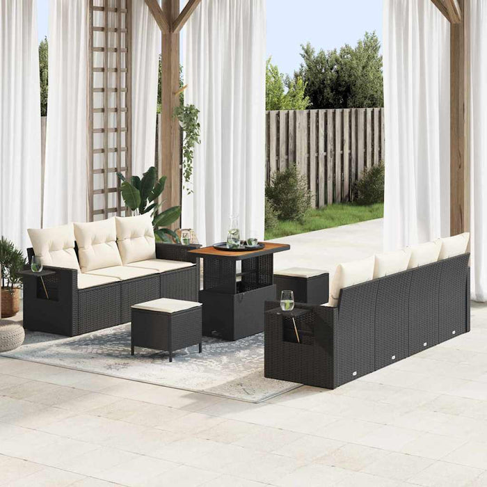Set de canapele pentru grădină 10 pcs Negru poliratan - WALTI WALTI