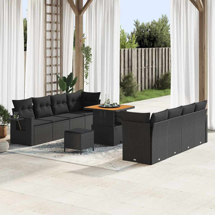Set de canapele pentru grădină 11 pcs Negru Rattan poli - WALTI WALTI