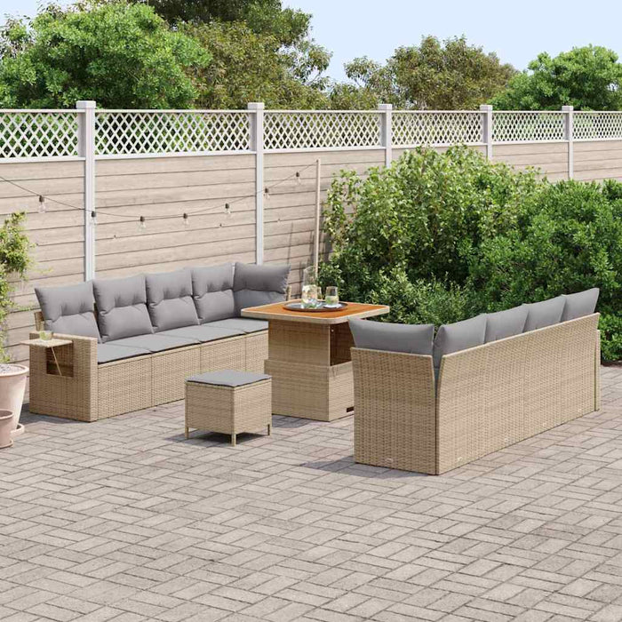 Set de canapele pentru grădină cu pernă 11 pcs Bej Rattan poli WALTI