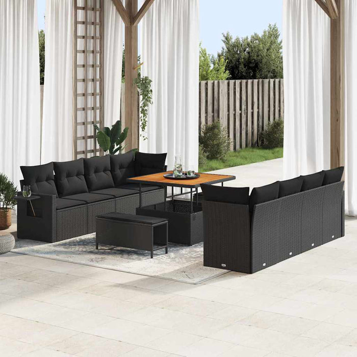 Set de canapele pentru grădină 11 pcs Negru Rattan poli - WALTI WALTI