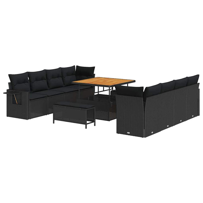 Set de canapele pentru grădină 11 pcs Negru Rattan poli - WALTI WALTI