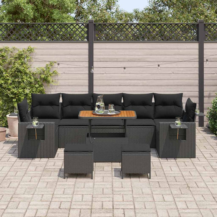 Set de canapele pentru grădină 10 pcs Negru poliratan - WALTI WALTI