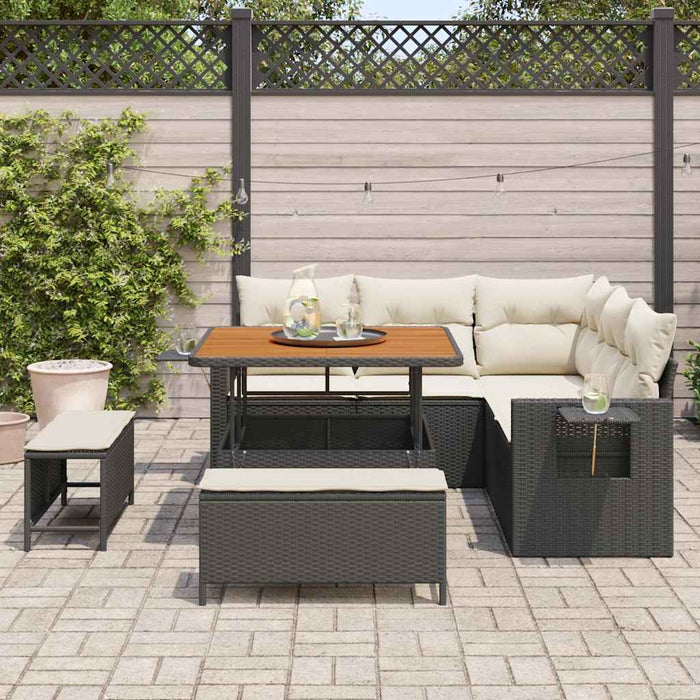 Set de canapele pentru grădină 8 pcs Negru poliratan - WALTI WALTI