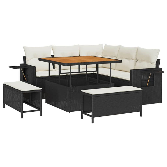 Set de canapele pentru grădină 8 pcs Negru poliratan - WALTI WALTI