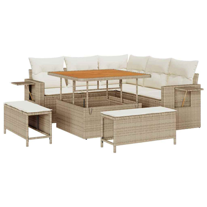 Set de canapele pentru grădină cu pernă 8 pcs Bej poliratan WALTI
