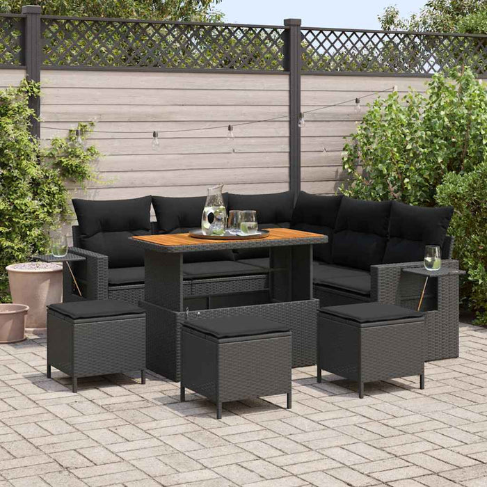 Set de canapele pentru grădină 9 pcs Negru poliratan - WALTI WALTI