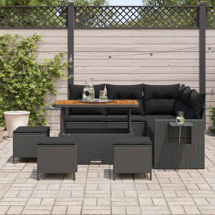 Set de canapele pentru grădină 9 pcs Negru poliratan - WALTI WALTI
