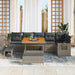 Set Canapea Grădină cu 9 Piese și Perne Gri din Ratan Poli Acacia - WALTI WALTI
