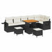 Set Canapea Grădină Set de 3 Negru, Crem Ratan, Țesătură Mare - WALTI WALTI