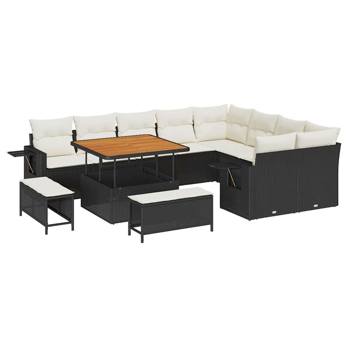 Set de canapele pentru grădină 12 pcs Negru poliratan - WALTI WALTI