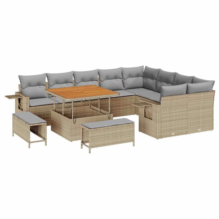 Set de canapele pentru grădină 12 pcs Bej poliratan - WALTI WALTI