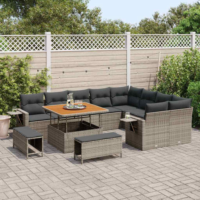 Set de canapele pentru grădină 12 pcs Gri poliratan - WALTI WALTI