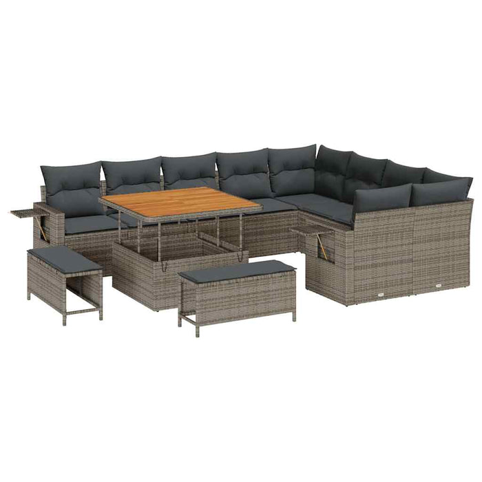 Set de canapele pentru grădină 12 pcs Gri poliratan - WALTI WALTI