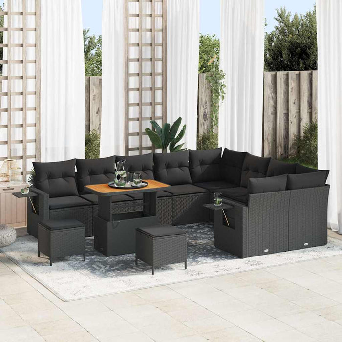 Set de canapele pentru grădină 12 pcs Negru poliratan - WALTI WALTI