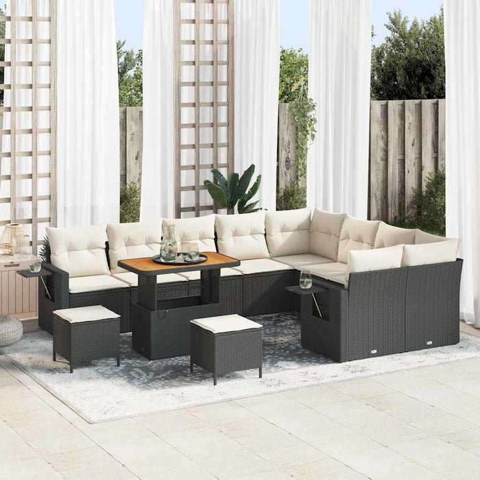 Set de canapele pentru grădină 12 pcs Negru poliratan - WALTI WALTI