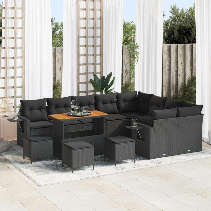 Set de canapele pentru grădină 13 pcs Negru poliratan - WALTI WALTI