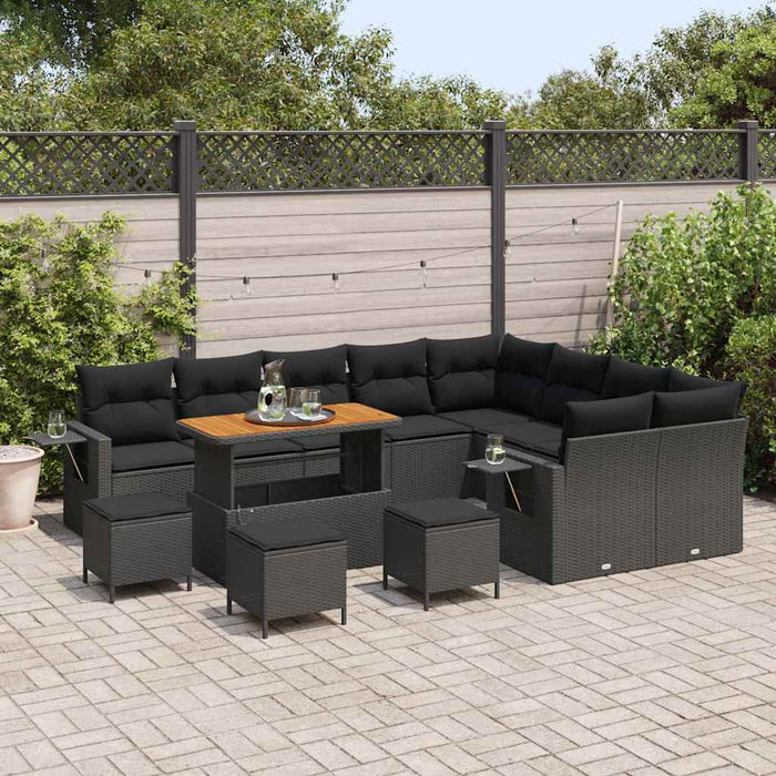 Set de canapele pentru grădină 13 pcs Negru poliratan - WALTI WALTI