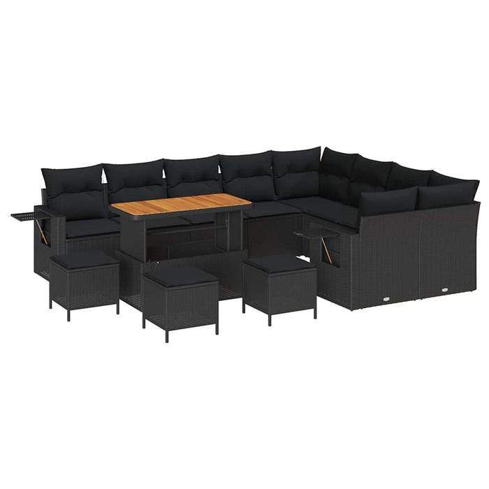 Set de canapele pentru grădină 13 pcs Negru poliratan - WALTI WALTI