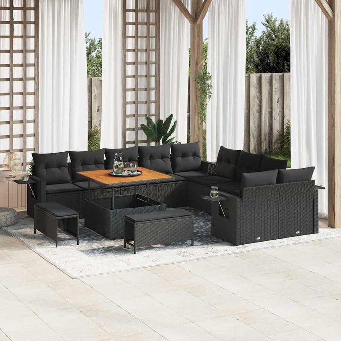 Set de canapele pentru grădină 13 pcs Negru poliratan - WALTI WALTI